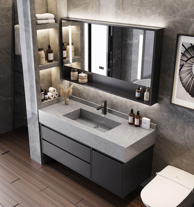 Bathroom Cabinet Combination Modern Simple and Light Luxury Stone Plate ...