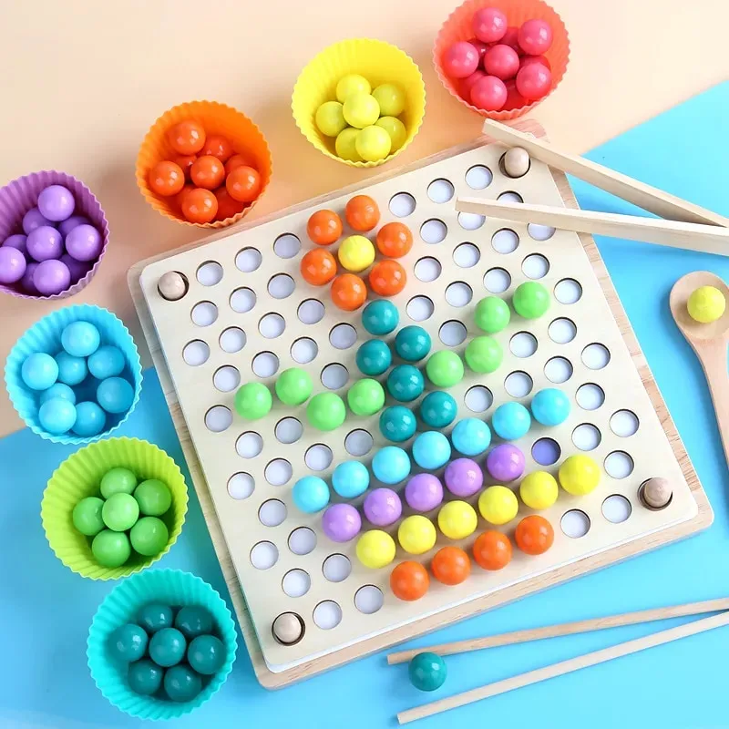 Wooden Montessori Clip Beads Toy Color Sorting Matching Early Learning  Educational Toys For Children Kids Fine Motor Training