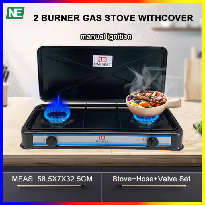 Heavy Duty 2 Burner Stove Gas Stove Double Burner With Cover Portable
