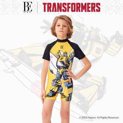 BE ชุดว่ายน้ำวันพีซสำหรับเด็กสินค้าใหม่2023ซีรีส์ Transformers ชุดว่ายน้ำบ็อกเซอร์ระบายอากาศได้ดีแห้งเร็วสำหรับเด็กชาย