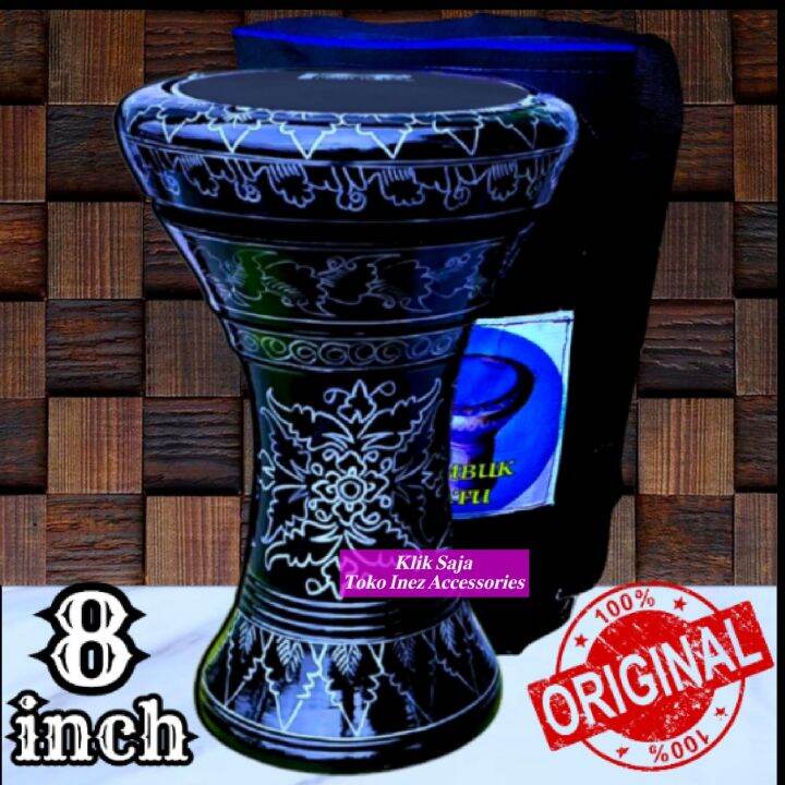 Gendang Atau Darbuka Kayu 8 inch Hitam Silver Power Beat Hitam Made In