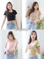 MY​TOP​?New in​?Code: D157 Basic U Crop top เสื้อครอบคอเหลี่ยมทรงเบสิค