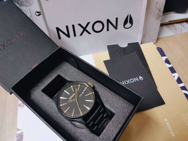 ประกันศูนย์ไทย-nixon-sentry-ss-nxa3561041-00-นาฬิกาข้อมือผู้ชาย-สี-matte-black-gold-ขนาดหน้าปัด-42-mm