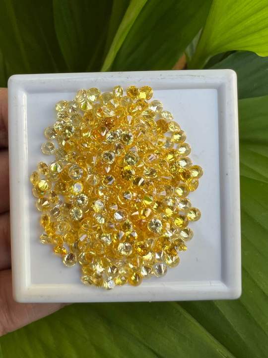 พลอย-เพชรรัสเซีย-ทรงกลม-2-10-มม-100-เม็ด-cubic-zirconia-สีเหลือง-yellow-cz-round-shape-2-10-mm-100pcs