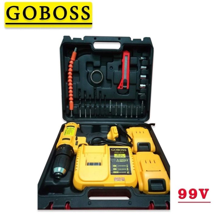 รุ่นท็อปล่าสุด-gt-ชุดกระเป๋าสว่านแบต-goboss-99v-3-ระบบ-พร้อมแบต-li-ion-99v-อีก-2-ก้อน-แบตอึด-ใช้งานได้ต่อเนื่องไม่สะดุด