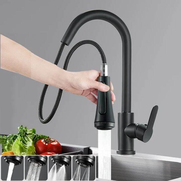 Kitchen Faucet With Pull Out Spray Sink Tap Pull Out 360° Swivel Spout