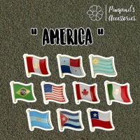 ʕ •ᴥ•ʔ ✿ พร้อมส่ง : เข็มกลัดธงชาติประเทศในทวีปอเมริกา | Flag of Countries in America Enamel Brooch Pin.