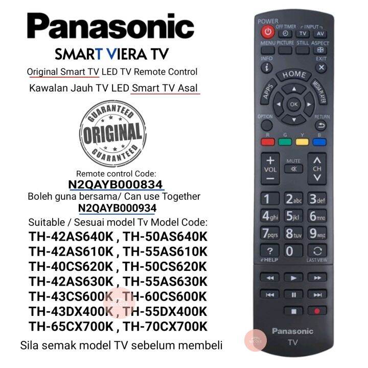 *Original*Panasonic Viera LED LCD Flat TV Remote Control (N2QAYB000834