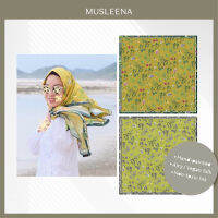 [MUSLEENA] SIAMESE BACKYARD SCARF . 2 YELLOW Colours +4 More Colours . ผ้าพันคอ ผ้าคลุมผมสีเหลืองลายดอกไม้ ลวดลายวาดมือก่อนพิมพ์แบบปลอดสาร บรรจุในกล่องแข็งพิมพ์ทอง