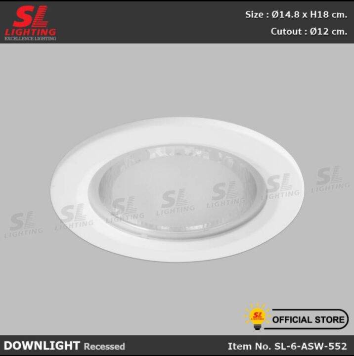 sl-6-asw-553โคมไฟดาวน์ไลท์-e27-แบบฝังฝ้า-ขนาด-4-นิ้ว-ทรงกลม-มีกระจก-ขอบสีขาว-รุ่น-sl-6-asw-552-recessed-downlight-led-eye-protection-aluminium-glass-reflector