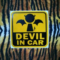 สติ๊กเกอร์สะท้อนแสง DEVIL IN CAR ขนาด10x10ซม.