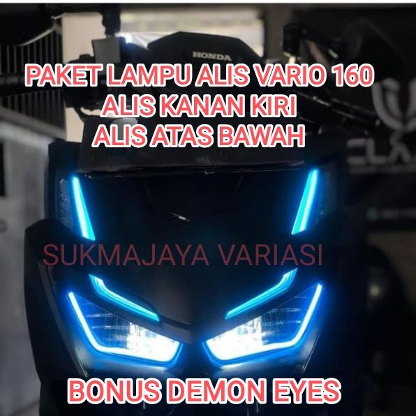 Paket Lampu Alis Vario 160 Alis Biru Dan Alis Iceblue Bonus Demon Eyes