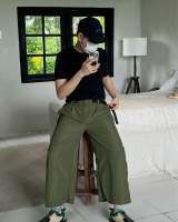 Natsu Pants No.2 / Unisex - Nylon Wide Leg Pants with Belt / กางเกงขากว้างผ้าไนลอนมีเข็มขัดในตัว