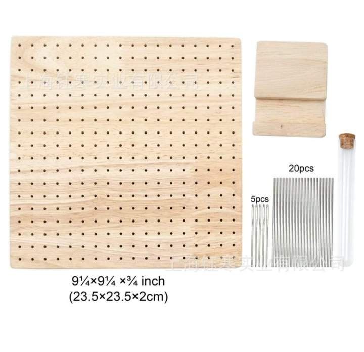 ไม้บรอด์-แผ่นไม้-อุปกรณ์เสริม-diy-wooden-blocking-board-zize-m-l-23-5x23-5-2-cm-ไม้ยางพารา-ไม้บอรด์macrame-borad