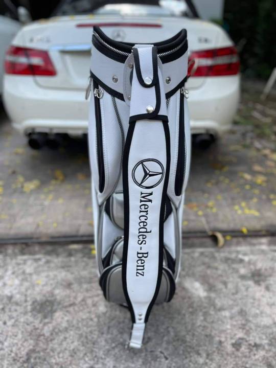 ถุงกอล์ฟ-mercedes-benz-ขนาด-9-นิ้วสีขาวบรอนซ์หนัง-pvc