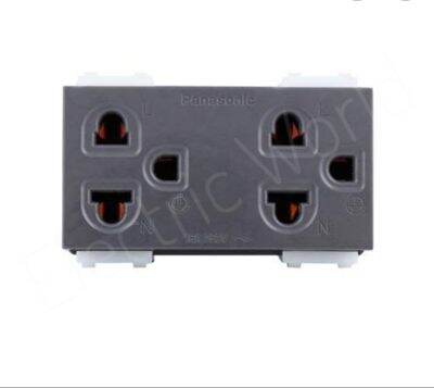 ปลั๊กกราวด์คู่ (สีดำ) Panasonic WEG15829B Grounding Duplex Universal Replacement 16A 250V With Safety Shutter