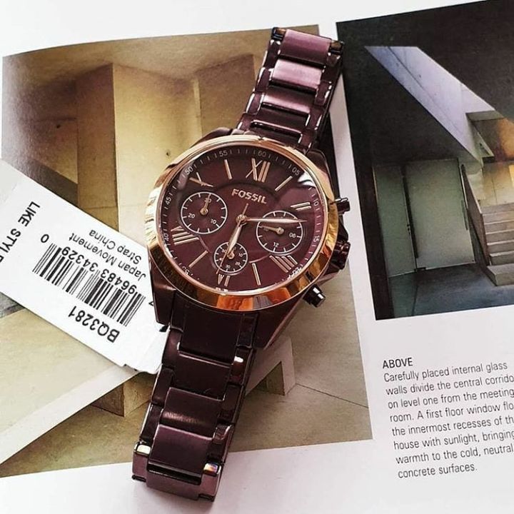 รับประกันของแท้-modern-courier-midsize-chronograph-wine-stainless-steel-watch-bq3281-36-มิล