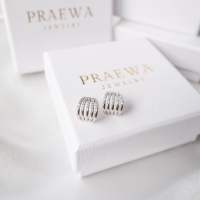 Praewa Jewelry - Milli Deluxe earrings ต่างหูเงินแท้ เพชรสวิส