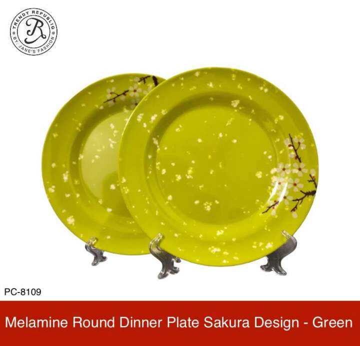 Melamine 24 Round Dinner Plate Sakura Design Green Lazada PH