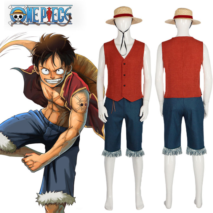 Cosplay Men Kids Halloween Party One Piece Monkey·D·Luffy Suit