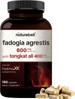 NatureBell Fadogia Agrestis 600mg Complexed with Tongkat Ali 400mg, 180 Capsules, Optimal Dosage for Enhanced Bioavailability, 20:1 Fadogia Argrestis Extract Indonesia Tongkat-Ali (Longjack)