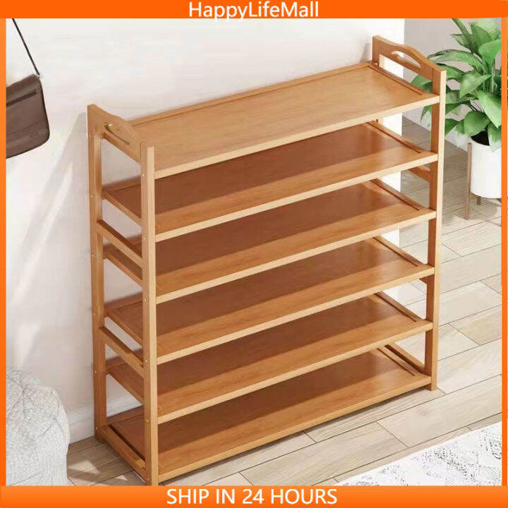 [COD]5 Layer shoe rack Tier Bamboo Stackable Shoes Organizer Storage