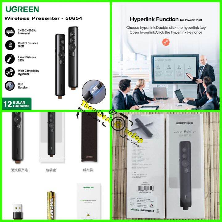Ugreen 50654 Laser Pointer Remote Control Presentasi Wireless 2.4ghz