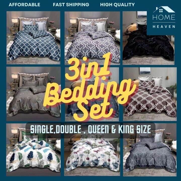 Home Heaven bedsheet 3 in 1 set on sale Geometric Dark Grey(1pc