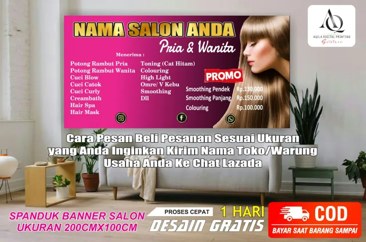 Spanduk Banner Salonpangkas Rambutbarbershopukuran 200cmx100cm Lazada Indonesia 