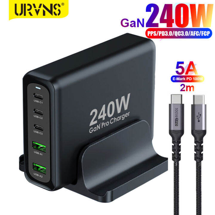 URVNS 240W GaN USB C Charging Station 5-Port PD 100W PPS45W Fast ...