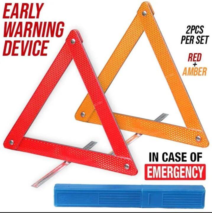 EWD 2PCS Emergency Roadside Safety Triangle with Reinforced Cross Base ...