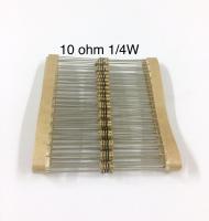 100ชิ้น 10 ohm 1/4W +-5% Resistor ตัวต้านทาน 10โอห์ม  1/4วัตต์ ค่าความผิดพลาด+-5%  ใหม่แท้คุณภาพดี อะไหล่อิเล็กทรอนิกส์