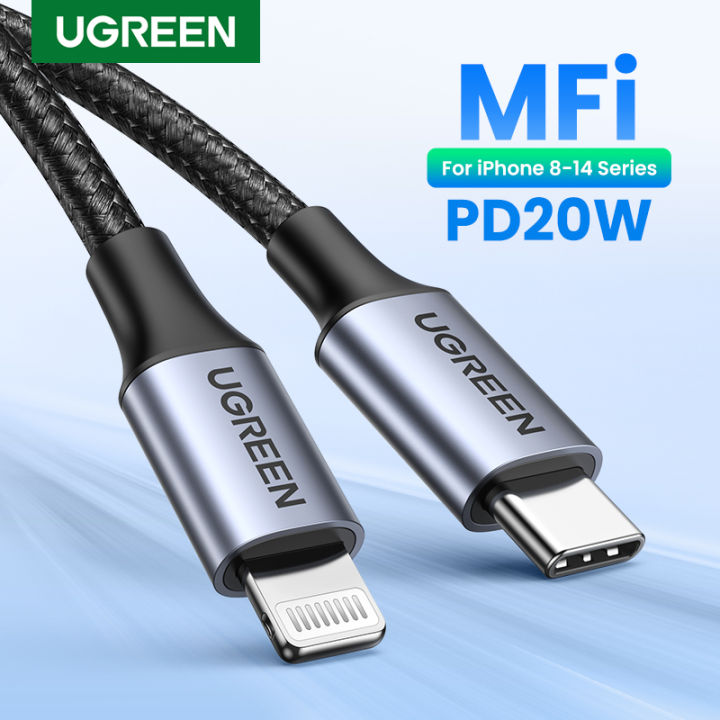 UGREEN MFI USB C to Lightning Cable Cáp sạc được chứng nhận MFi cho iPhone  14 Plus/iPhone 14 Pro Max/13 Pro Max / 13 Mini/12/11 / X / XR / XS / 8  Series, iPad 9, AirPods 