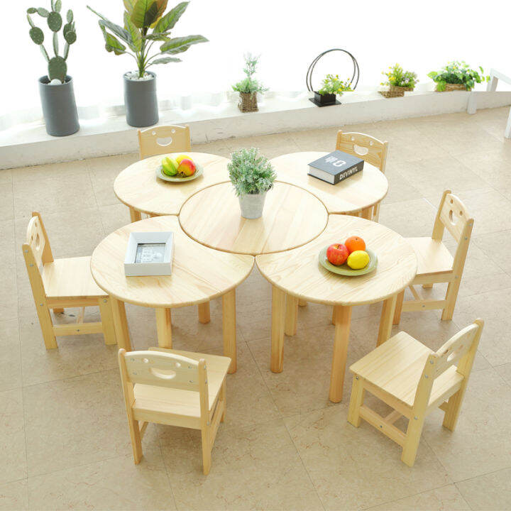 Solid Wood Kindergarten Table and Chair Preschool Education Training