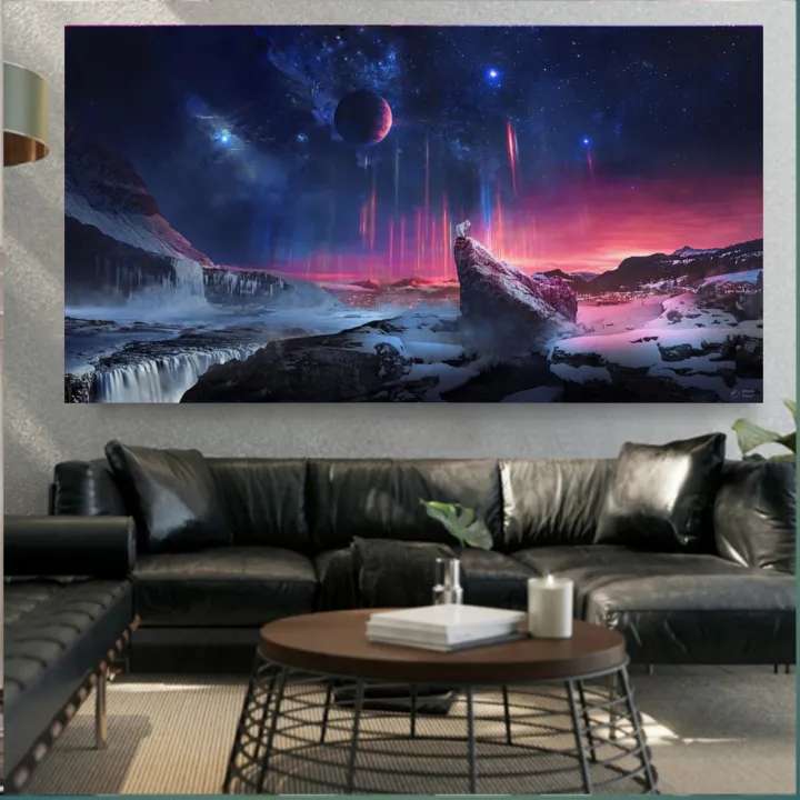 poster cetak jumbo hiasan dinding gambar pemandangan alam planet indah