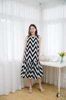 Mommade-เดรสให้นม ชุดให้นม Zigzag Raffel Dress