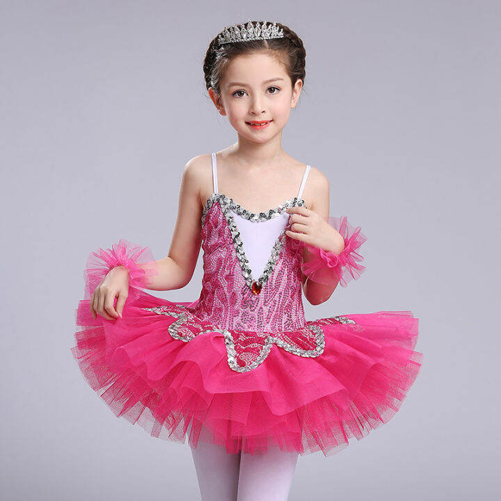 LOlanta Kids Girls Ballet Dance Costume Sequins Swan Princess Tutu ...