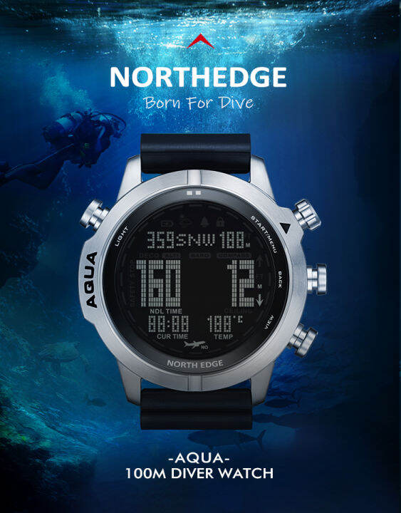 NORTH EDGE AQUA Original Men's Professional Diving Computer Watch Scuba