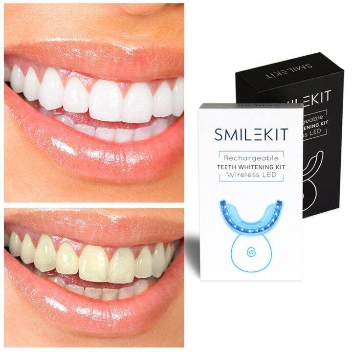 SMILEKIT ชุดฟอกสีฟัน แบบชาร์จไฟไร้สาย LED ฟอกฟันขาว เจลฟอกฟันขาว ชุด ...
