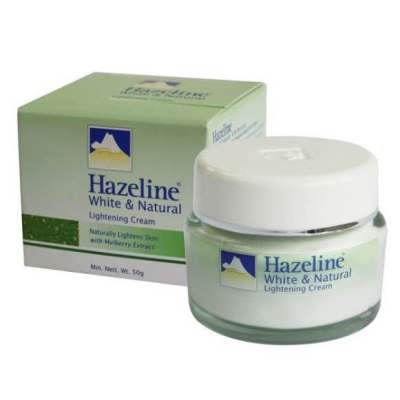 Hazeline White &amp; Natural Lightening Cream 50 กรัม (กระปุกเขียว) ครีม เฮสลีน ตราภูเขา ผลัดเซลส์ผิว