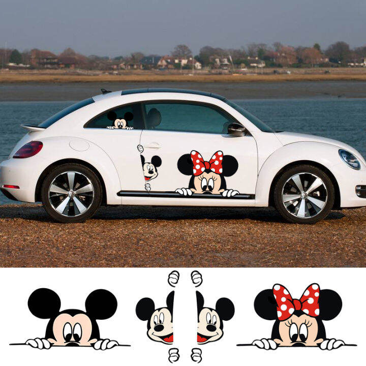 Mickey Mouse Car Stickers Personalized Cute Cartoon Mickey Minnie Side