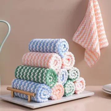 3pcs Thickened Wavy Dishwashing Cloth, Household Kitchen Cleaning Oil  Removal Lazy Rag Block, Water Absorption Cloth