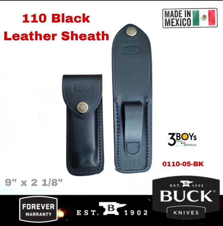 ซองใส่มีด-buck-รุ่น110-folding-hunter-black-leather-sheath-ปลอกหนังสีดำ-ทนทาน-สำหรับรุ่น-110