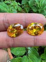 Cz oval 9x7 mm yellow 2 pieces