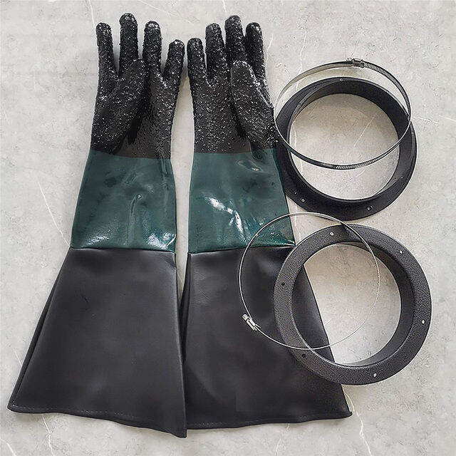A Pair Sandblasting Gloves with 6 Holes O Rings Sand Blaster Parts 60cm