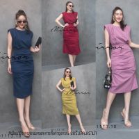 (นางแบบใส่ชุดขาย) V1 SmARt ModeL DreSS เดรสดีไซน์เก๋ ไหล่จับทวิสเสริมบ่าสวยสง่า ช่วงเอวเข้ารูป แต่งจับย่นช่วงกระโปรง ผ่าหลัง ผ้ายืดหยุ่นใส่สบาย **งดรับลค.ดราม่า