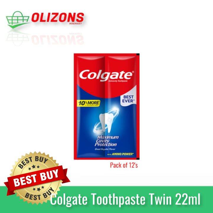 Pack of 12's • Colgate Toothpaste Twin Sachet 22g • Anticavity Lazada PH