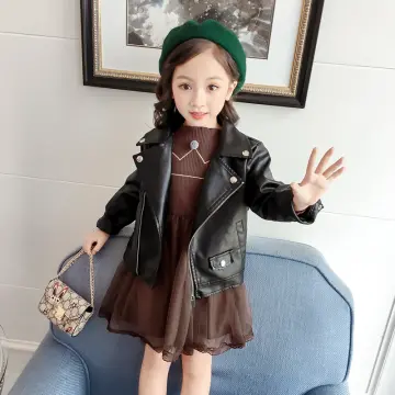 Girls Short Jacket Coat 1-4 Years Old,Fashion Infant Toddler Girls Kids  Autumn Winter Leather Zipper Outerwear