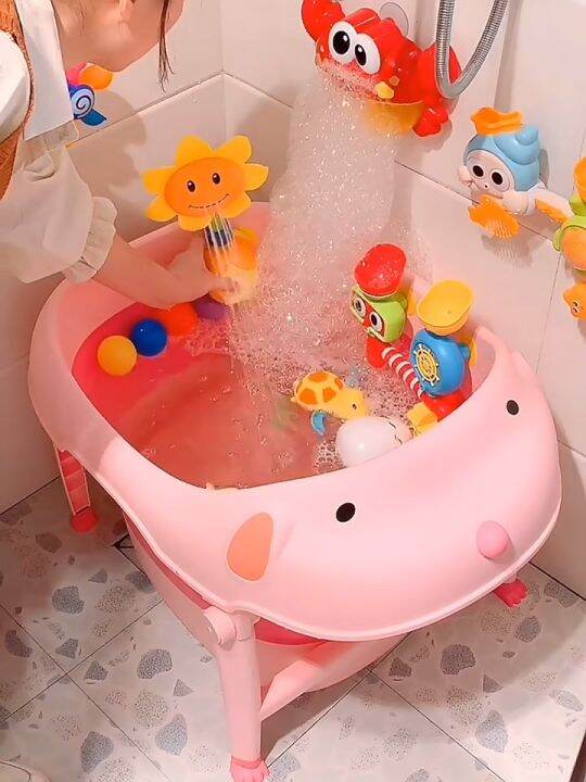 Thickened baby bath tub Baby child bath tub Foldable bath tub Child
