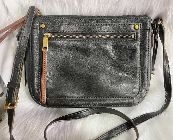 Original Fossil Farrah Black Leather Crossbody Bag Lazada PH